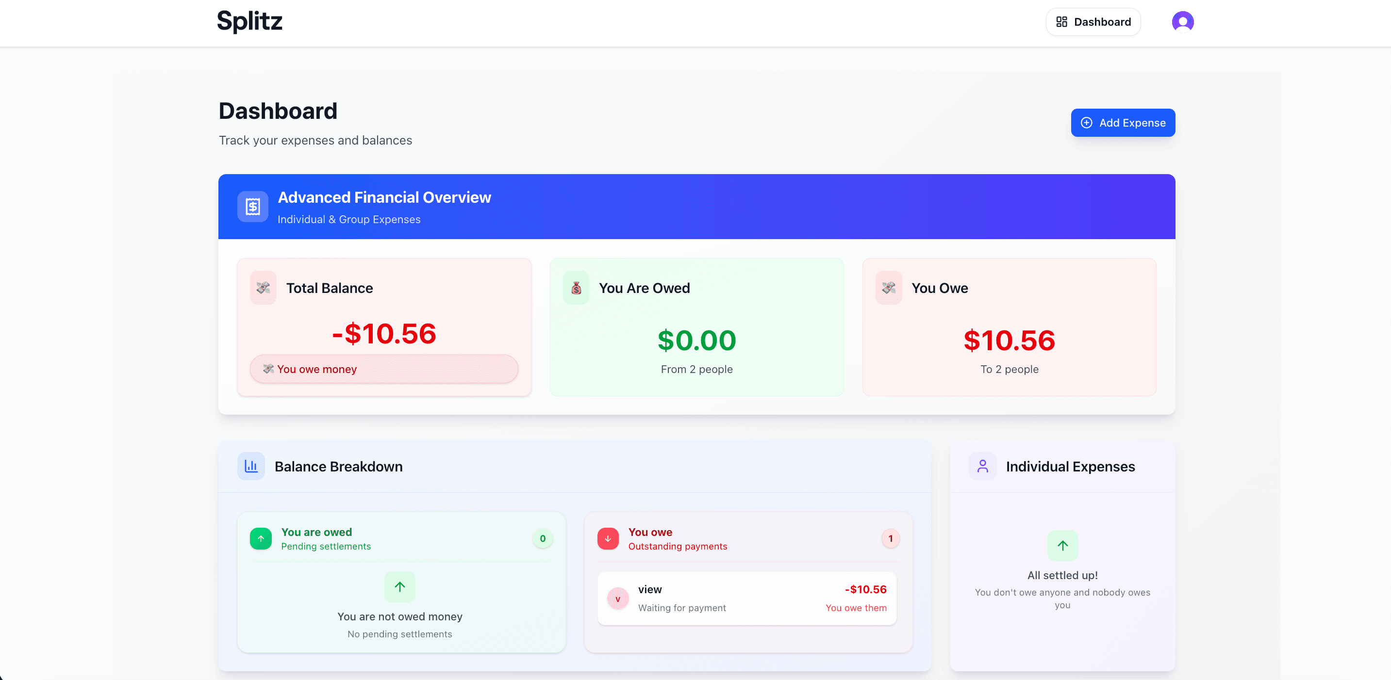Splitz – Expense Splitting Application